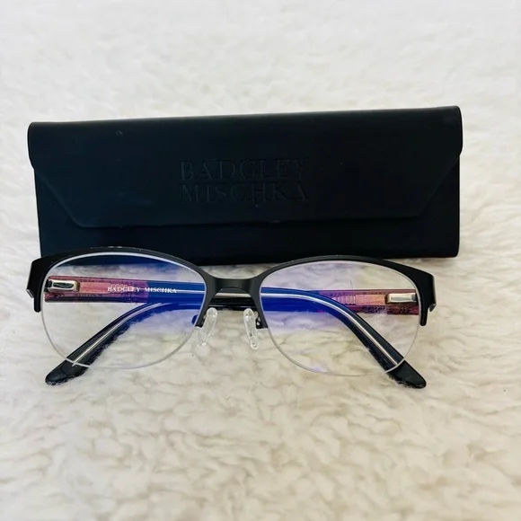 Badgley Mischka Halfrim Eyeglasses Frame Only W/ Case - Picture 2 of 11